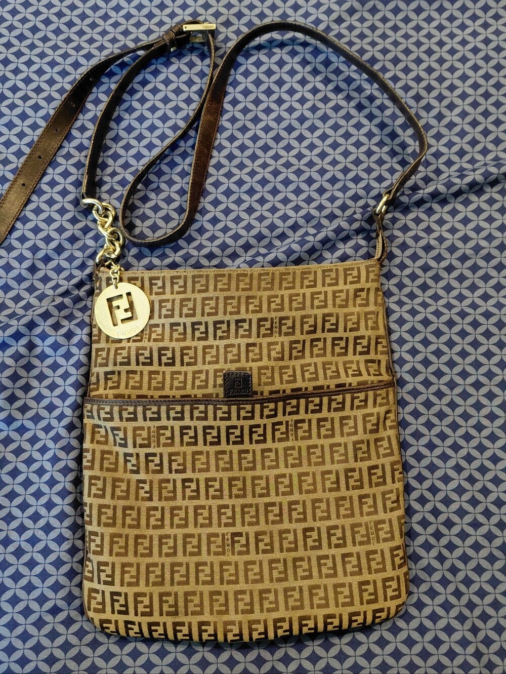 Fendi Vintage Zucchino Canvas Crossbody Bag
